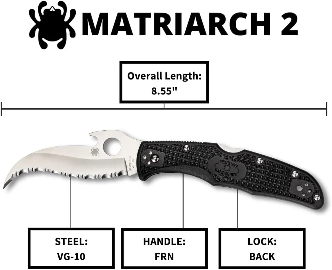 Spyderco Matriarch 2 VG-10 Steel 3.57" SpyderEdge Folding Pocket Knife (C12SBK2W)