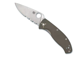 Spyderco Tenacious Brown 3.35" Partially Serrated G-10 CPM M4 Folding Pocket Knife (C122GBNM4PS)