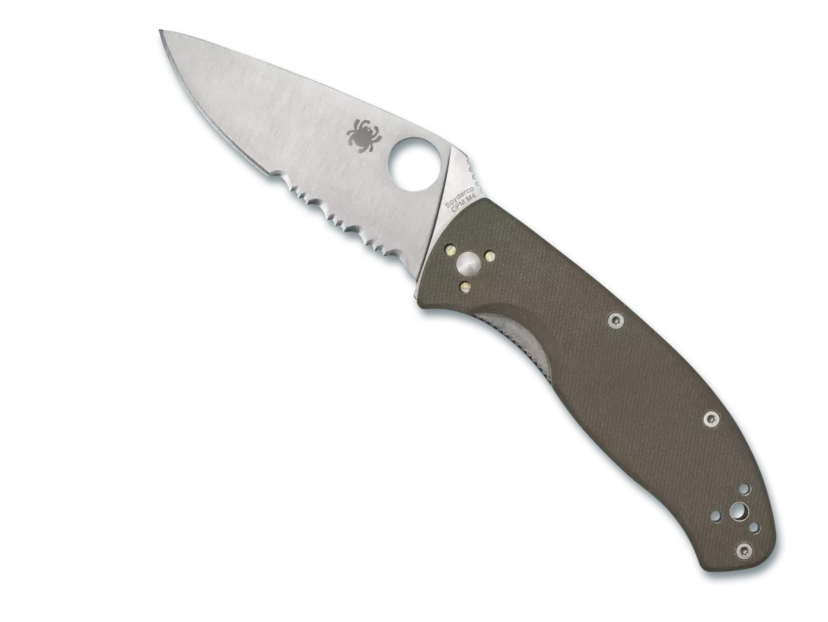 Spyderco Tenacious Brown 3.35" Partially Serrated G-10 CPM M4 Folding Pocket Knife (C122GBNM4PS)