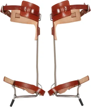 Stainless-Steel Climbing Tree Spikes Kit with Adjustable Seat Belt Straps,Portable Tree Gaffs Pads Spur Gear Climbing Steps Spurs Tool for Practice Tree Climbing, Fruit Picking, etc(Brown)