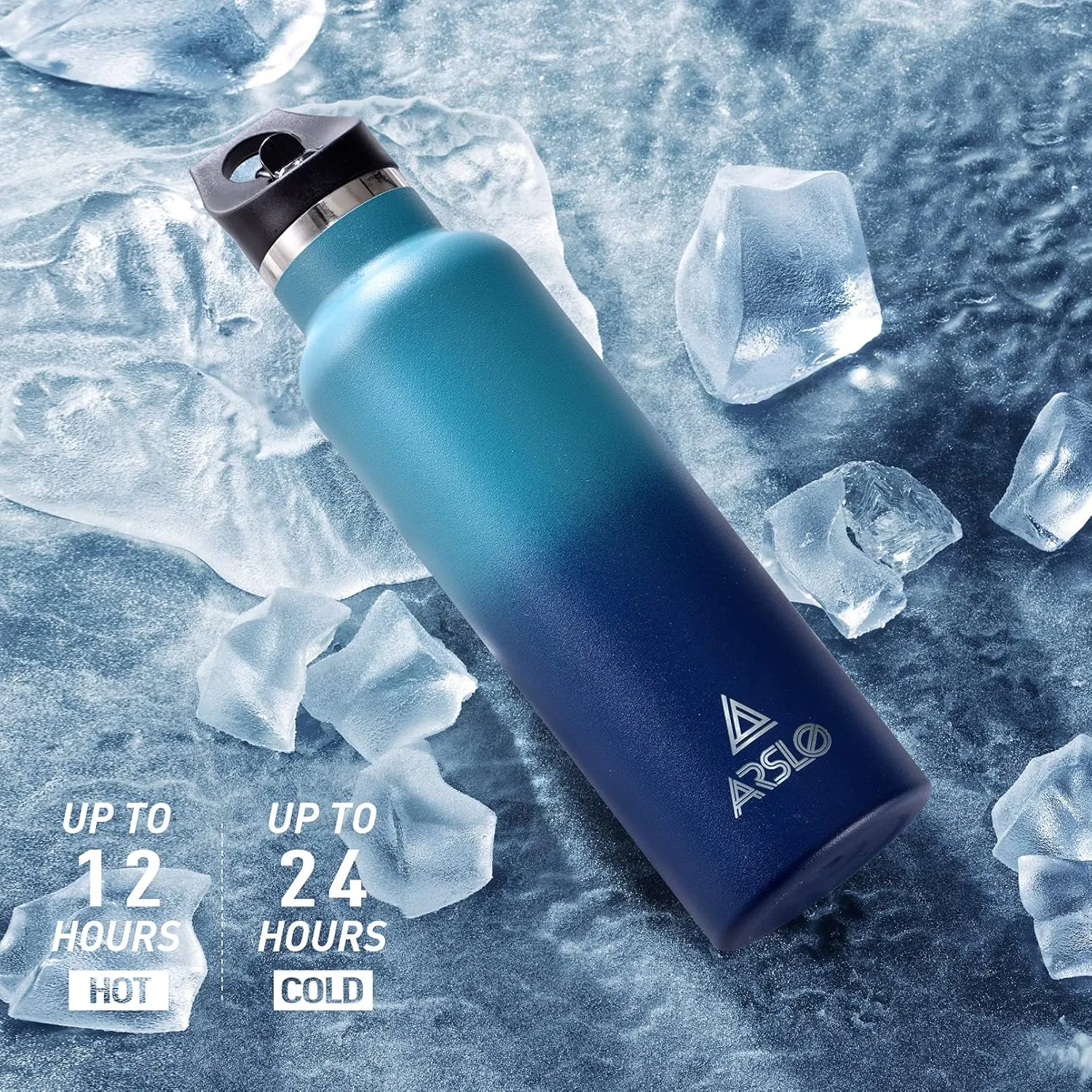 Stainless Steel Double Wall Water Bottles, Vacuum Insulated Bottle With Straw Lid, Insulated Water Bottle Keeps Water Cold for 24 Hours, Hot for 12 Hours, Hiking, Sports