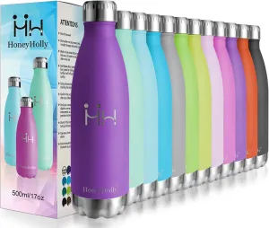 Stainless Steel Water Bottle - 12/17/22/25oz 500ml Vacuum Insulated Metal Reusable Flask Cola Bottle Shape, Keeps Hot & Cold, BPA Free Sports Bottle Boys, Girls, Kids, School, Kindergarten