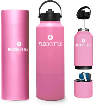 Stainless Steel Water Bottle with Straw, 28 Oz Insulated Bottle with Storage, Leak Proof, BPA-Free, Modern, Blissful Pink, 838.46 ml, Hiking, Cycling, Gym, Everyday Use