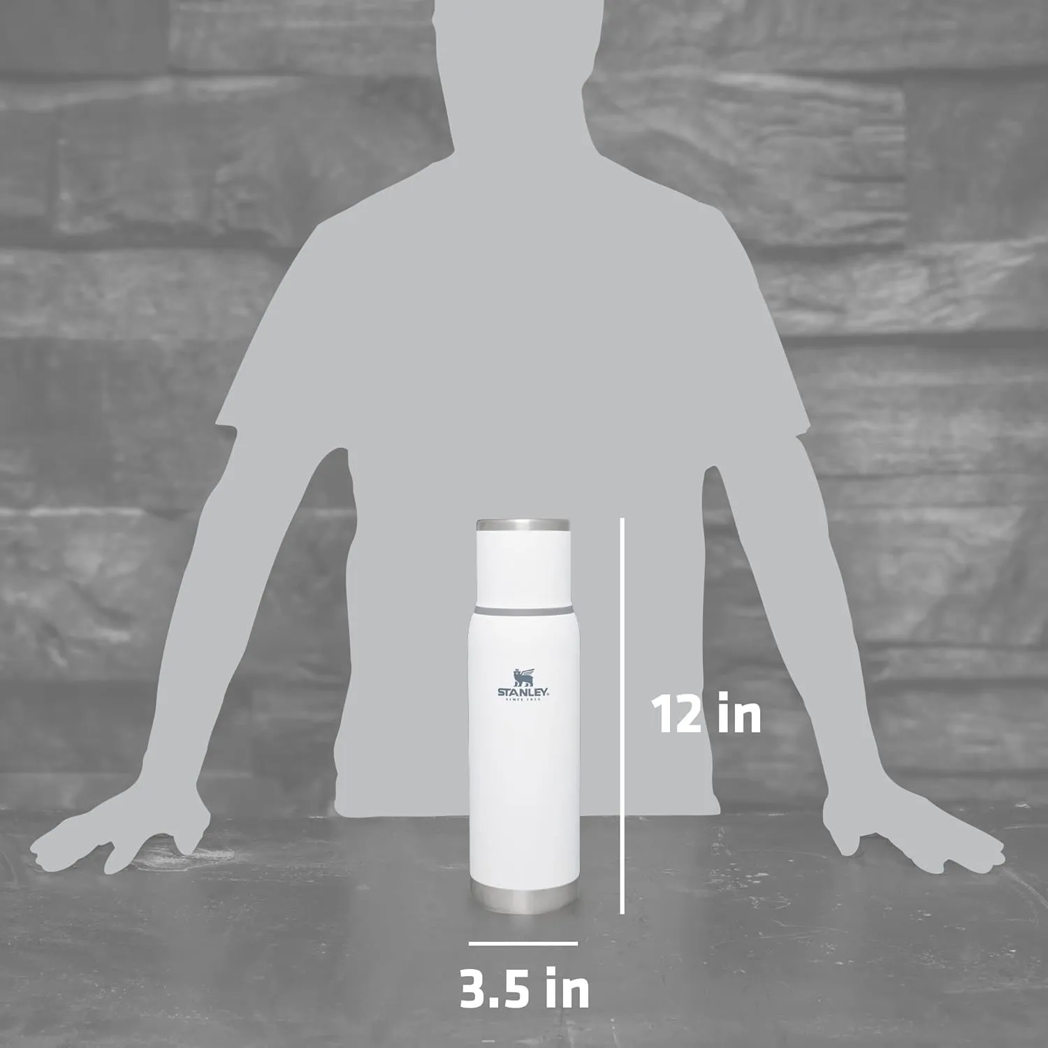 Stanley Adventure-To-Go Vacuum Bottle 1.1 qt | Wide Mouth with Leakproof Cup Lid | Keep Drinks Hot or Cold | Packable for Travel | Insulated Stainless Steel Thermos | BPA-Free | Polar