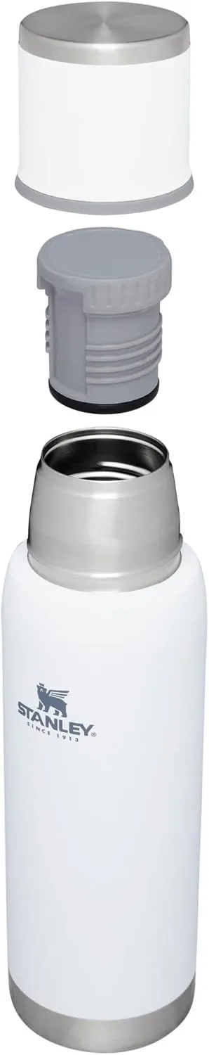 Stanley Adventure-To-Go Vacuum Bottle 1.1 qt | Wide Mouth with Leakproof Cup Lid | Keep Drinks Hot or Cold | Packable for Travel | Insulated Stainless Steel Thermos | BPA-Free | Polar
