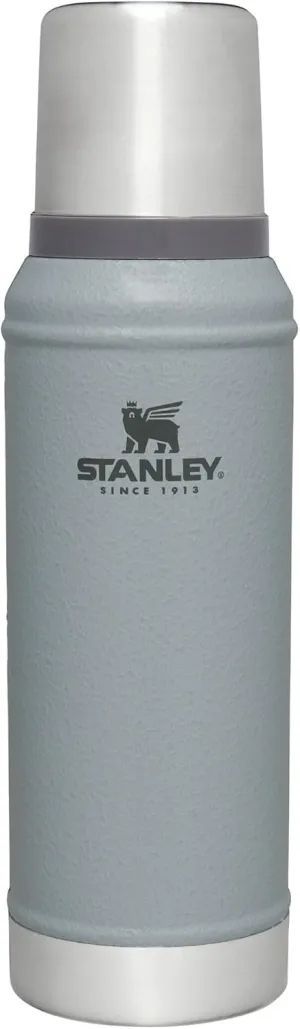 Stanley Classic Legendary Vacuum Bottle 1.0 qt | Wide Mouth with Leakproof Cup Lid | Keep Drinks Hot or Cold | Packable for Travel | Insulated Stainless Steel Thermos | BPA-Free | Hammertone Silver