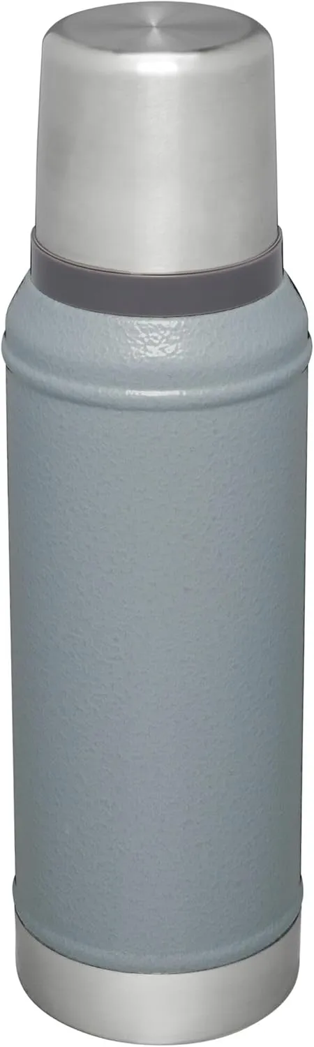 Stanley Classic Legendary Vacuum Bottle 1.0 qt | Wide Mouth with Leakproof Cup Lid | Keep Drinks Hot or Cold | Packable for Travel | Insulated Stainless Steel Thermos | BPA-Free | Hammertone Silver