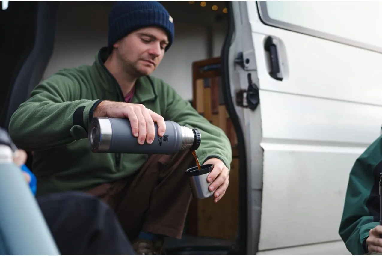 Stanley Classic Legendary Vacuum Bottle 1.0 qt | Wide Mouth with Leakproof Cup Lid | Keep Drinks Hot or Cold | Packable for Travel | Insulated Stainless Steel Thermos | BPA-Free | Hammertone Silver