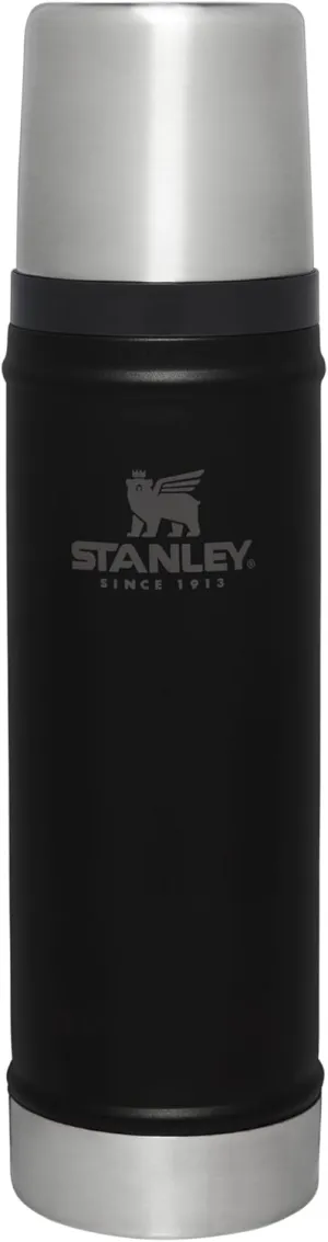 Stanley Classic Legendary Vacuum Bottle 20 oz | Wide Mouth with Leakproof Cup Lid | Keep Drinks Hot or Cold | Packable for Travel | Insulated Stainless Steel Thermos | BPA-Free | Black 2.0