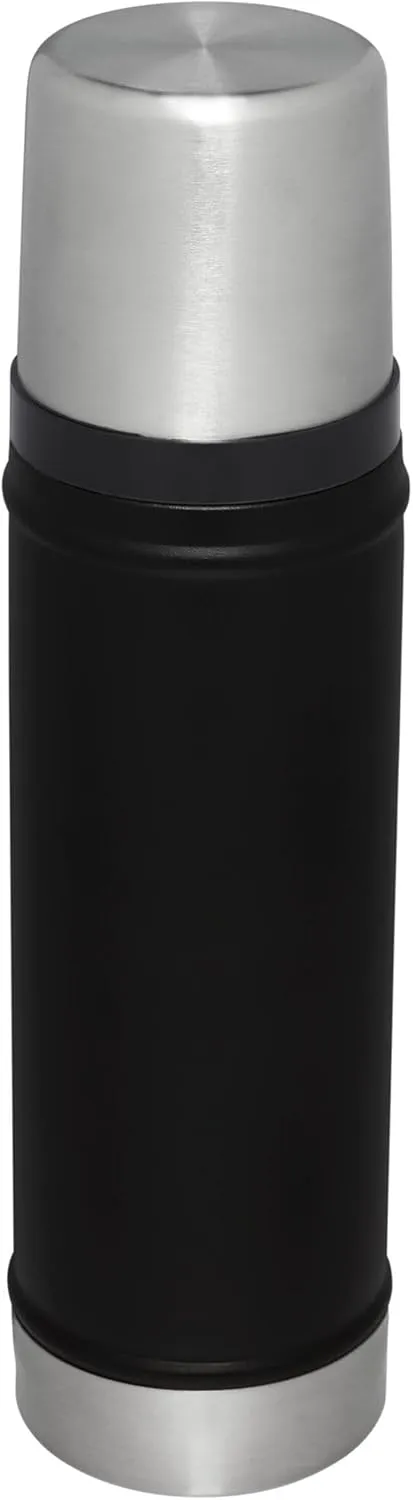 Stanley Classic Legendary Vacuum Bottle 20 oz | Wide Mouth with Leakproof Cup Lid | Keep Drinks Hot or Cold | Packable for Travel | Insulated Stainless Steel Thermos | BPA-Free | Black 2.0