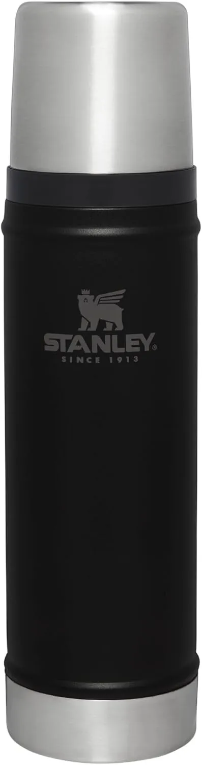 Stanley Classic Legendary Vacuum Bottle 20 oz | Wide Mouth with Leakproof Cup Lid | Keep Drinks Hot or Cold | Packable for Travel | Insulated Stainless Steel Thermos | BPA-Free | Black 2.0