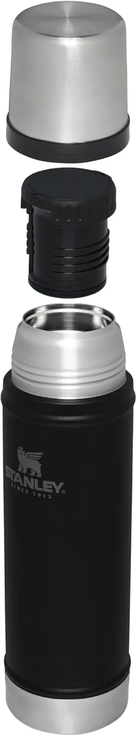Stanley Classic Legendary Vacuum Bottle 20 oz | Wide Mouth with Leakproof Cup Lid | Keep Drinks Hot or Cold | Packable for Travel | Insulated Stainless Steel Thermos | BPA-Free | Black 2.0