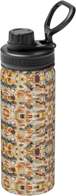 Starfish Seashell Sandy Beach Theme 18oz Sports Insulated Bottle For Outdoor Activities,Your Ideal Companion Staying Hydrated