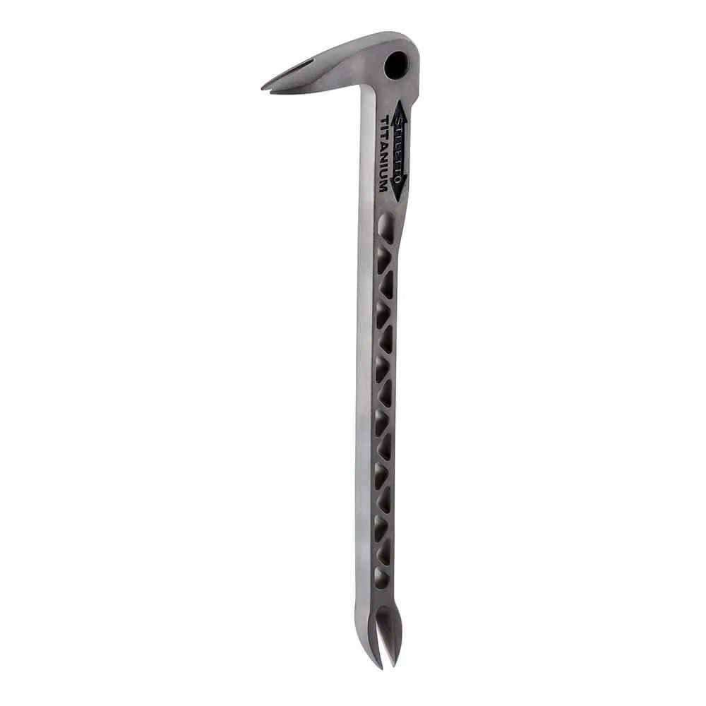 Stiletto Drywall Axe Fiberglass Hammer with 13 in. Handle with 12 in. Titanium Clawbar Nail Puller with Dimpler