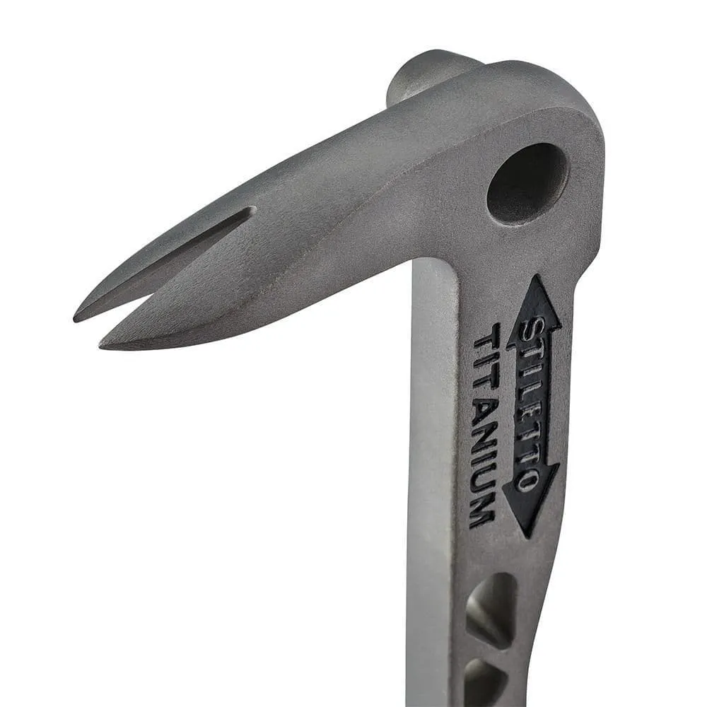 Stiletto Drywall Axe Fiberglass Hammer with 13 in. Handle with 12 in. Titanium Clawbar Nail Puller with Dimpler