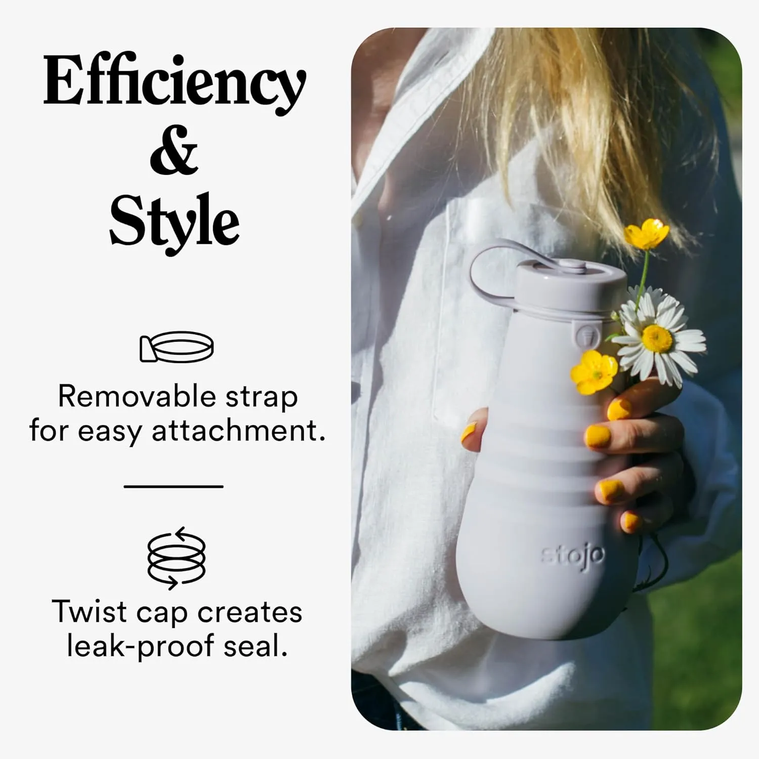 STOJO Collapsible Water Bottle - Aquamarine, 20oz / 592ml - Leak-Proof Reusable Silicone Travel Cup for Hot & Cold Drinks - Microwave & Dishwasher Safe