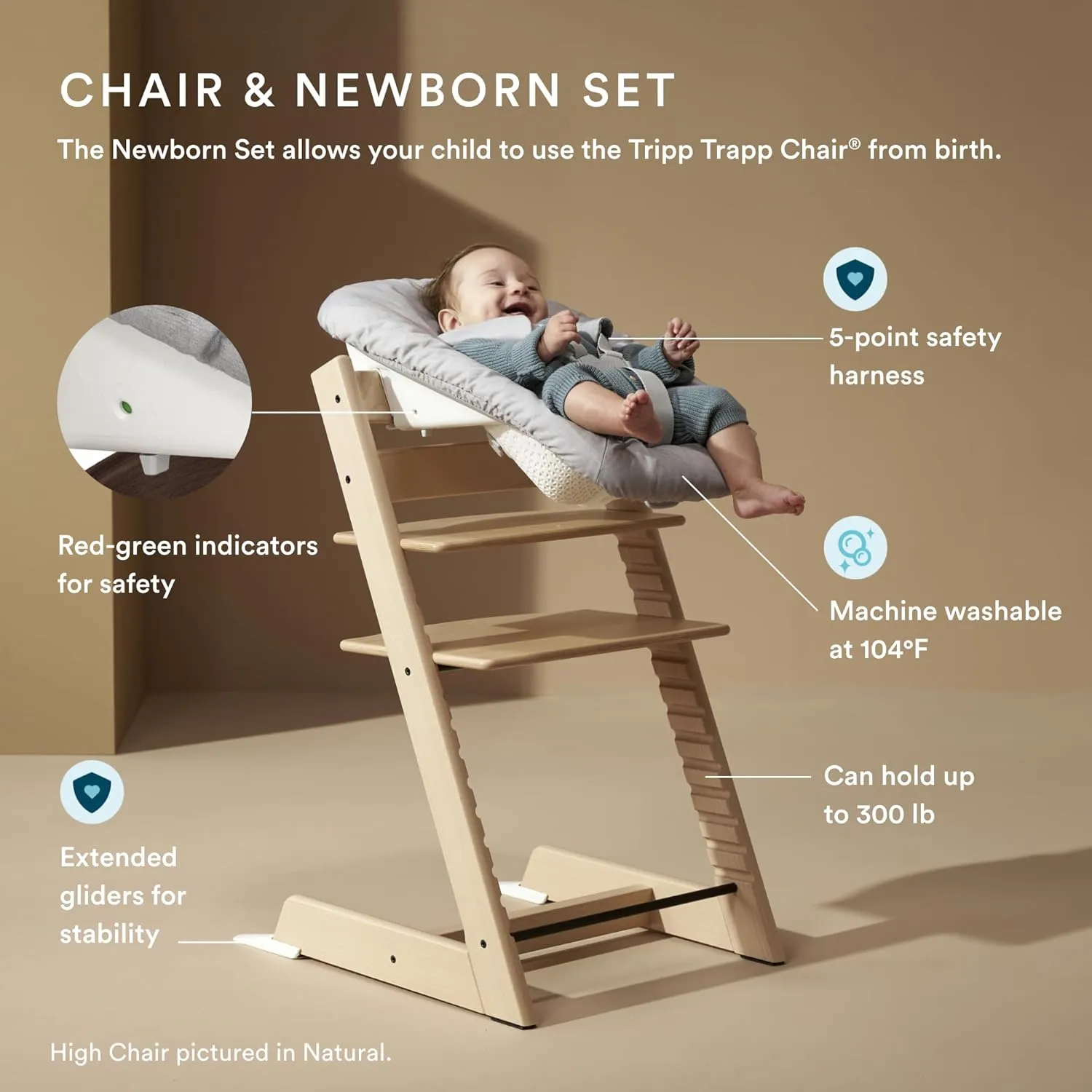 Stokke Tripp Trapp High Chair 2, Black (Includes Chair & Baby Set) with Newborn Set - Safe, Adjustable, Ergonomic Design