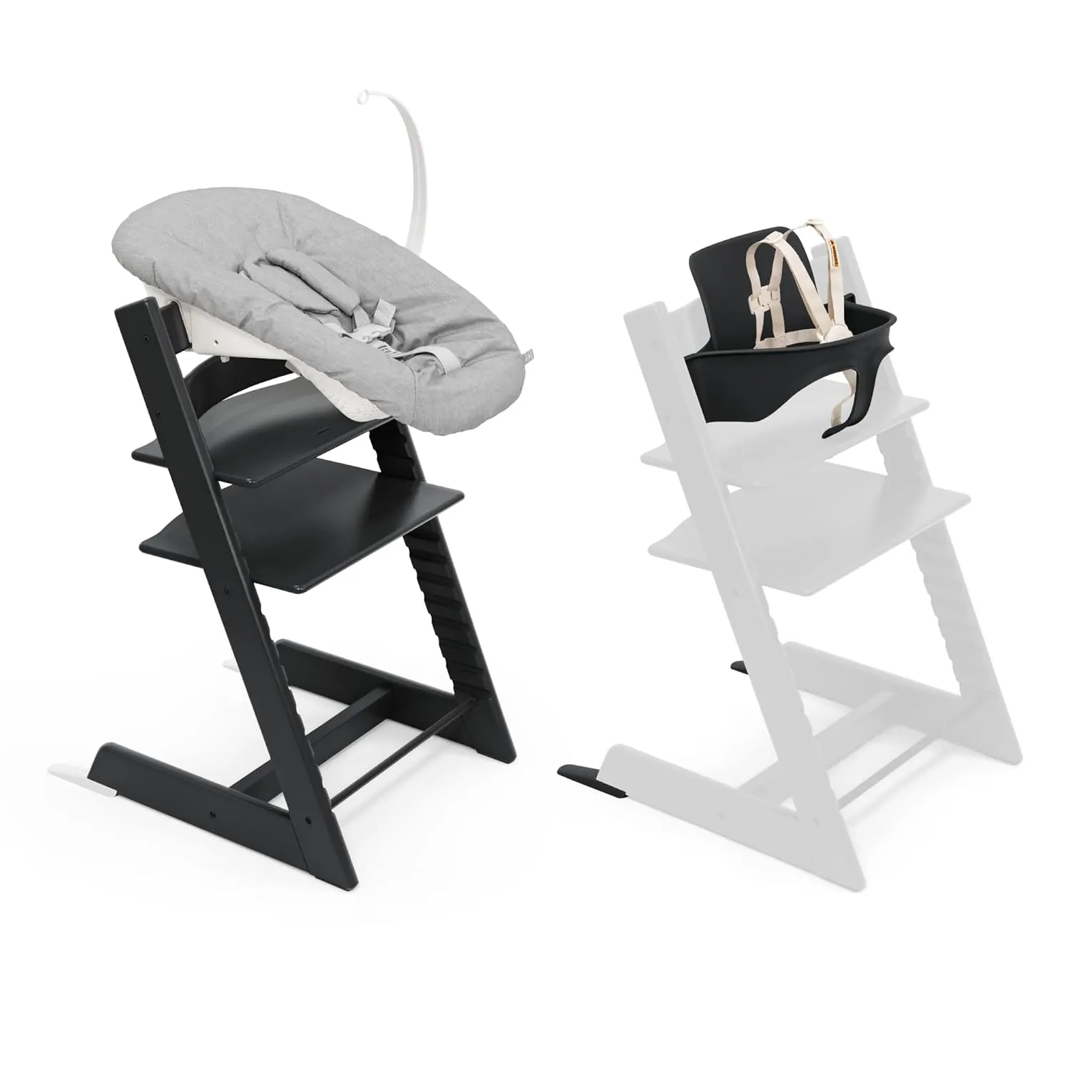 Stokke Tripp Trapp High Chair 2, Black (Includes Chair & Baby Set) with Newborn Set - Safe, Adjustable, Ergonomic Design