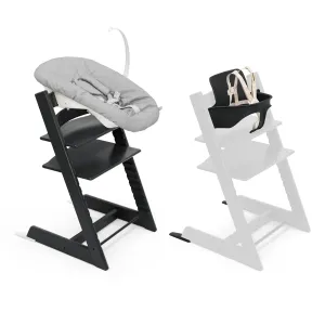 Stokke Tripp Trapp High Chair 2, Black (Includes Chair & Baby Set) with Newborn Set - Safe, Adjustable, Ergonomic Design