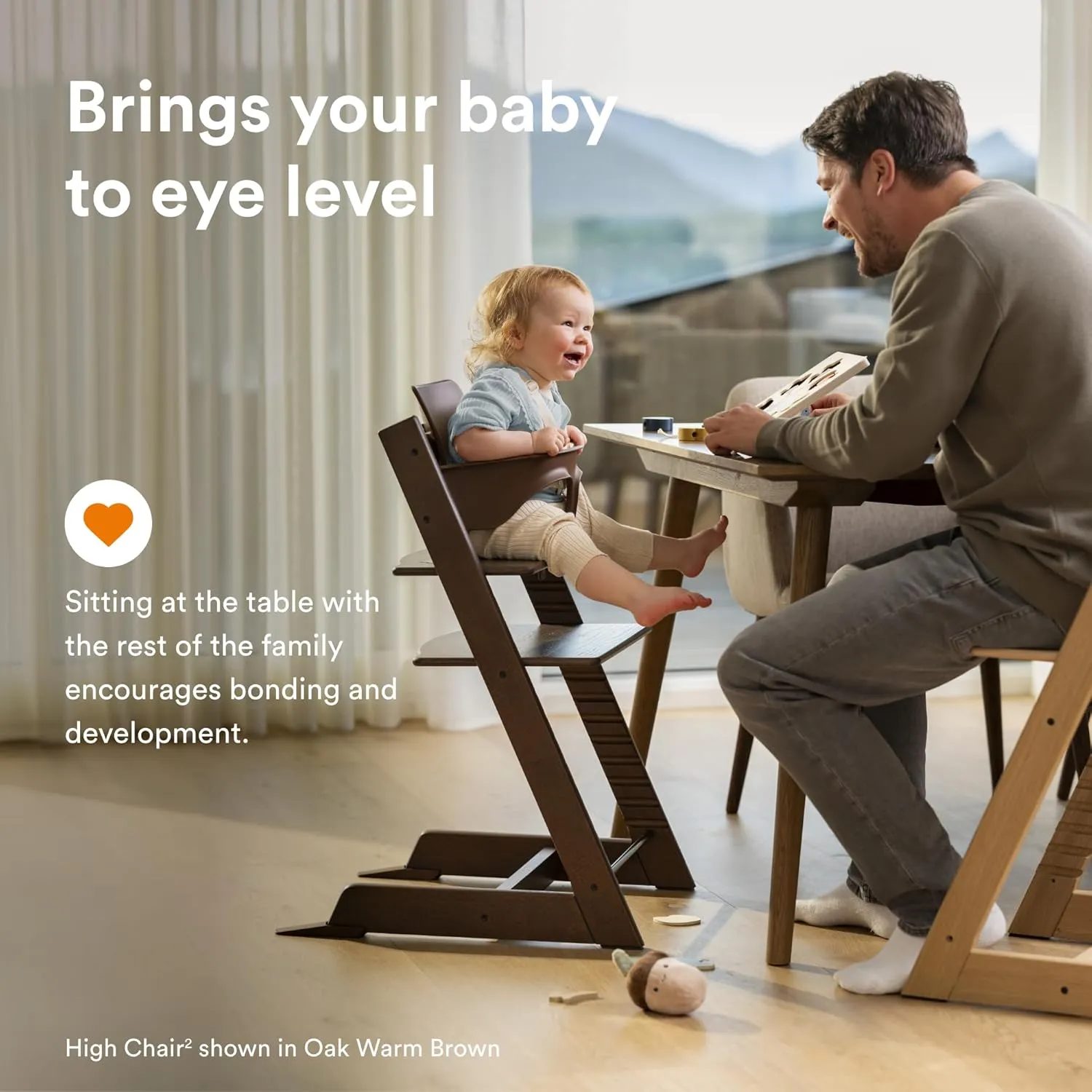 Stokke Tripp Trapp High Chair 2, Natural - Includes Chair   Baby Set with Removable Harness for Children 6-36 Months - Adjustable, Ergonomic & Easy to Clean