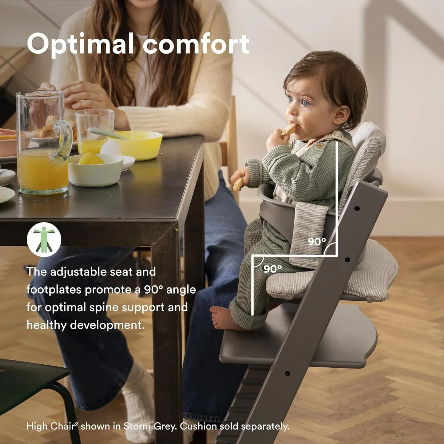 Stokke Tripp Trapp High Chair 2, Natural - Includes Chair   Baby Set with Removable Harness for Children 6-36 Months - Adjustable, Ergonomic & Easy to Clean