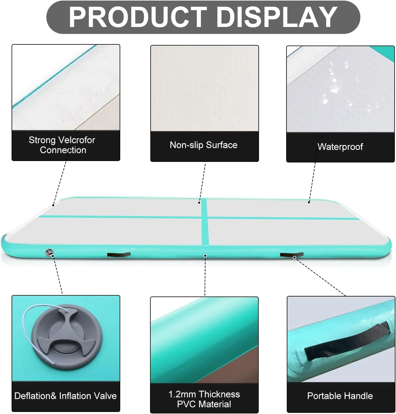 SUDOO 10ft/13ft/16ft Inflatable Gymnastics Tumbling Mat 4" Thick Air Tumble Track Training Mat with Electric Pump for Home Use/Tumble/Gym/Exercise/Training/Cheerleading/Yoga/Parkour/Beach/Park/Water