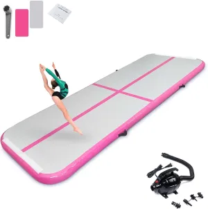 SUDOO 10ft/13ft/16ft Inflatable Gymnastics Tumbling Mat 4" Thick Air Tumble Track Training Mat with Electric Pump for Home Use/Tumble/Gym/Exercise/Training/Cheerleading/Yoga/Parkour/Beach/Park/Water