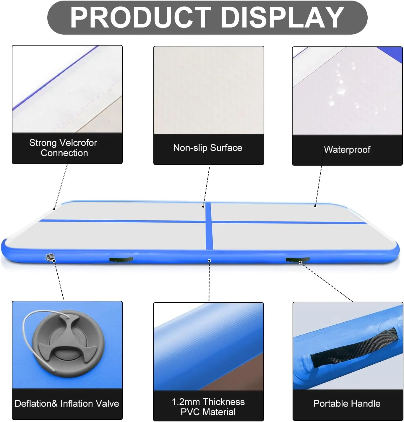 SUDOO 10ft/13ft/16ft Inflatable Gymnastics Tumbling Mat 4" Thick Air Tumble Track Training Mat with Electric Pump for Home Use/Tumble/Gym/Exercise/Training/Cheerleading/Yoga/Parkour/Beach/Park/Water