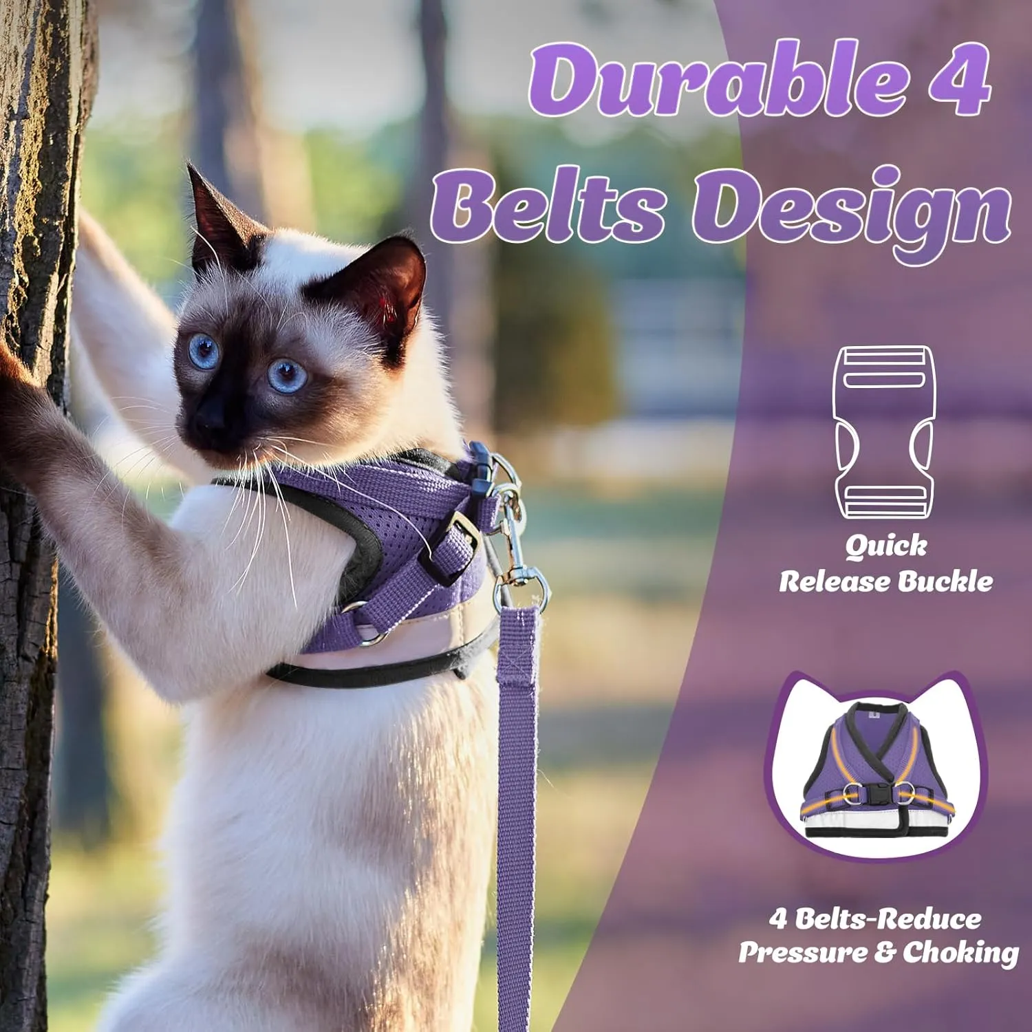 Supet Cat Harness and Leash Set - Soft Mesh Adjustable Cat Vest Harness with Reflective Strap for Walking Cat and Puppy Rabbit