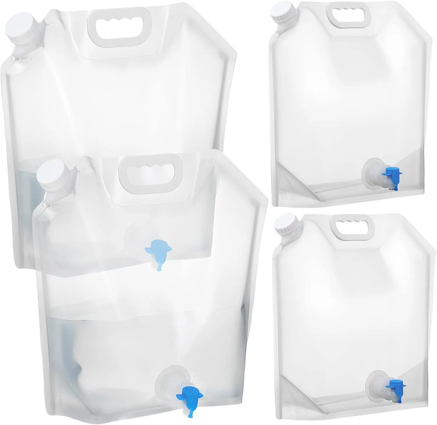 SUPVOX Foldable Water Containers 4 Pack Collapsible Camping Jugs with Spout Safe for Travel Outdoor