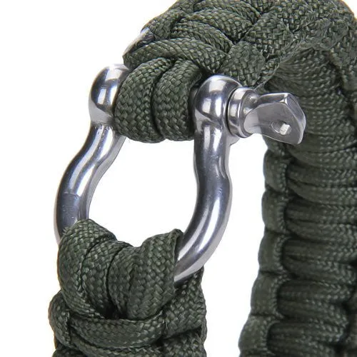 Survival Bracelet with Stainless Steel Bow Shackle Paracord BucklesTravel Kit Survival Tool For Camping