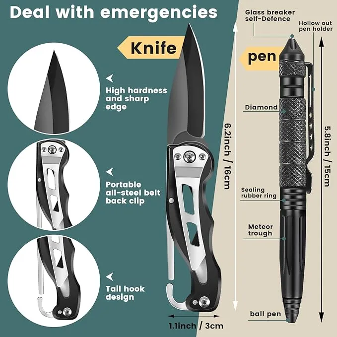 Survival kit,16 in 1 Professional Survival Gear Tool kit, Camping Gear, Camping Essentials, for Father's Day, Christmas, Hiking, Hunting