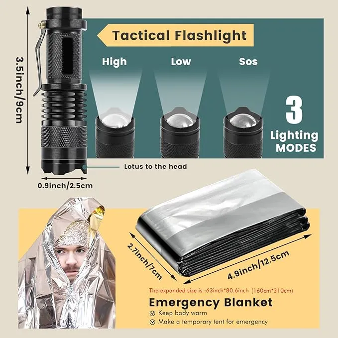 Survival kit,16 in 1 Professional Survival Gear Tool kit, Camping Gear, Camping Essentials, for Father's Day, Christmas, Hiking, Hunting