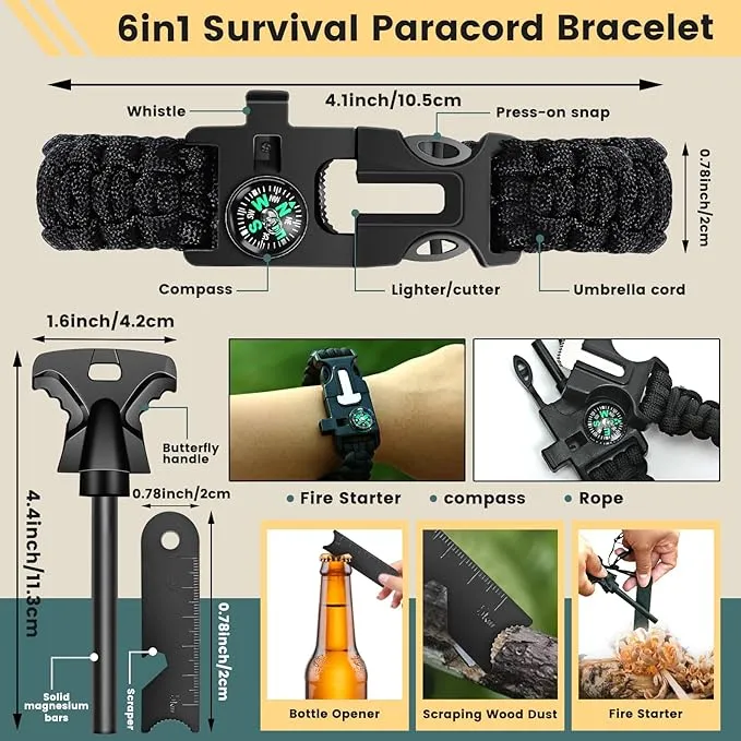Survival kit,16 in 1 Professional Survival Gear Tool kit, Camping Gear, Camping Essentials, for Father's Day, Christmas, Hiking, Hunting