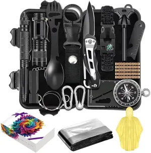 Survival kit,16 in 1 Professional Survival Gear Tool kit, Camping Gear, Camping Essentials, for Father's Day, Christmas, Hiking, Hunting