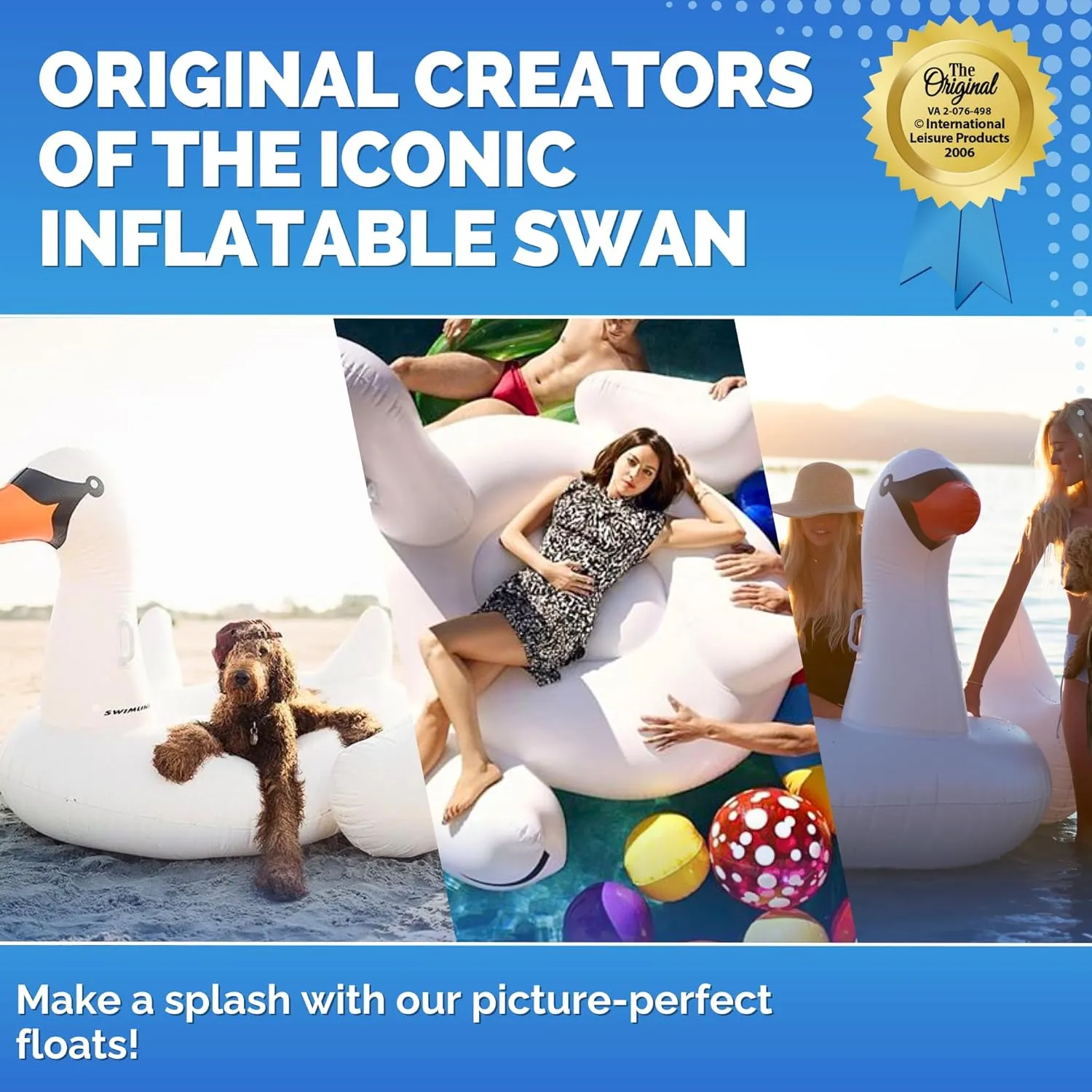 SWIMLINE Original 90701 Inflatable Golden Goose Pool Float | Luxury Ride-On Raft with Stable Wings & Legs |Lounge Floatie Great for Poolside Lounging & Summer Fun