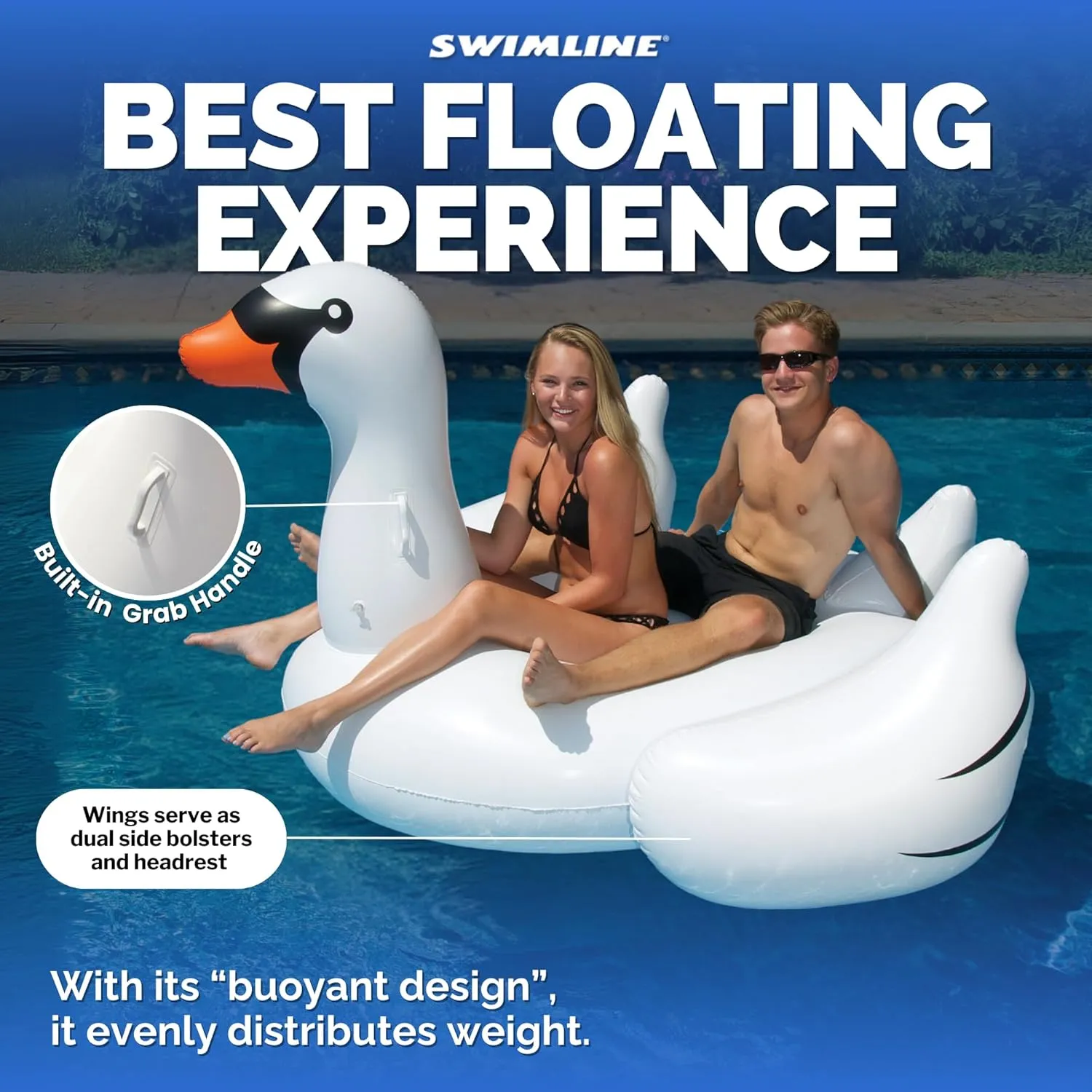 SWIMLINE Original 90701 Inflatable Golden Goose Pool Float | Luxury Ride-On Raft with Stable Wings & Legs |Lounge Floatie Great for Poolside Lounging & Summer Fun