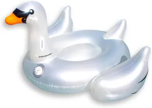 SWIMLINE ORIGINAL 90702 LED Inflatable Swan Pool Float Lounge| Light-Up Ride-On Floatie Raft with Stable Legs | 3 Color Options for Parties & Relaxation
