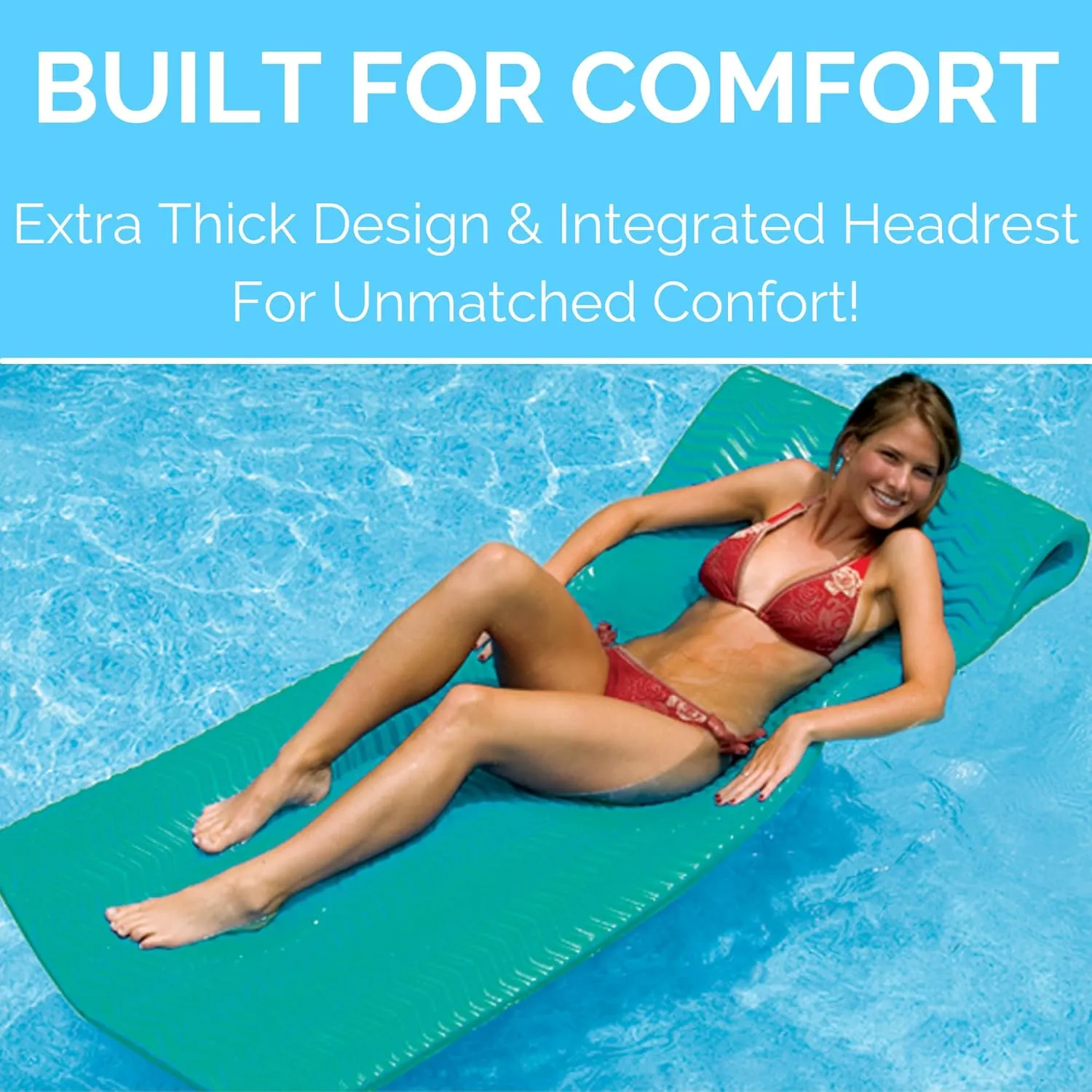 Swimline Original Foam Pool Float for Adults | Sofskin Floating Pool Mattress | Teal | 1.5" Extra Thick Foam | Foam Pool Float | No Inflating Needed | Pool Mat for Adults | Roll Up & Store