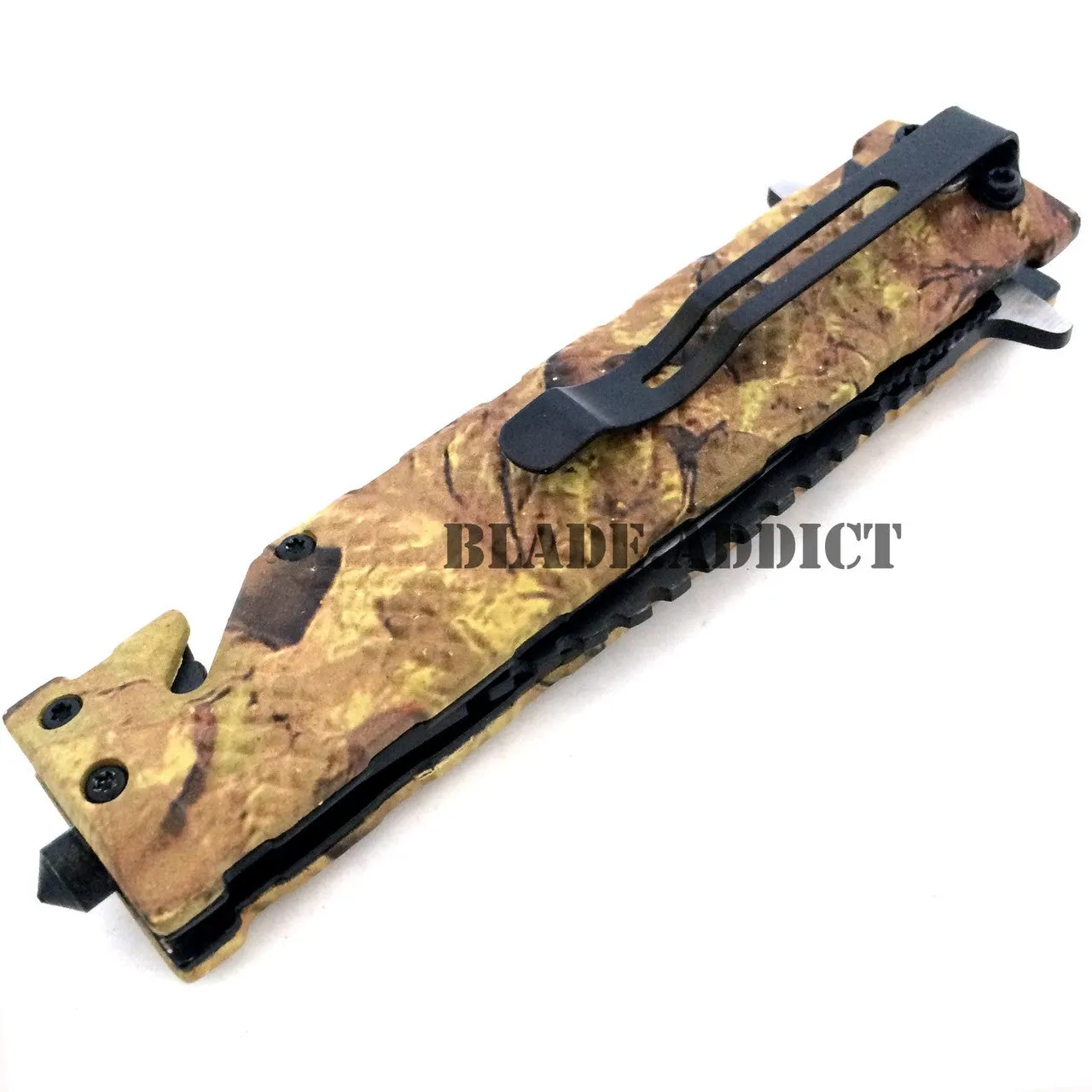 Tac Force Camo Spring Assisted Open Sawback Bowie Rescue Tactical Pocket Knife