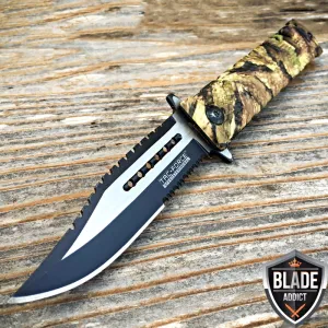 Tac Force Camo Spring Assisted Open Sawback Bowie Rescue Tactical Pocket Knife