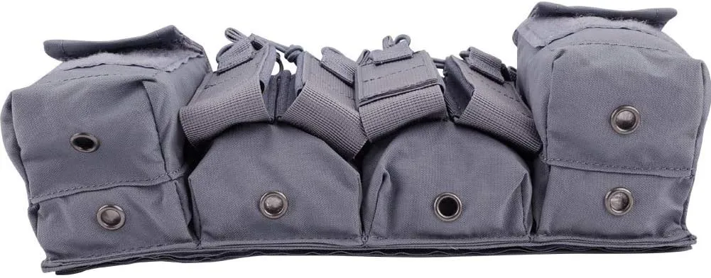 Tactical Chest Vest Rig Adjustable X Harness with 5.56 9mm Rifle Mag Pouches for Airsoft Shooting Wargame Paintball