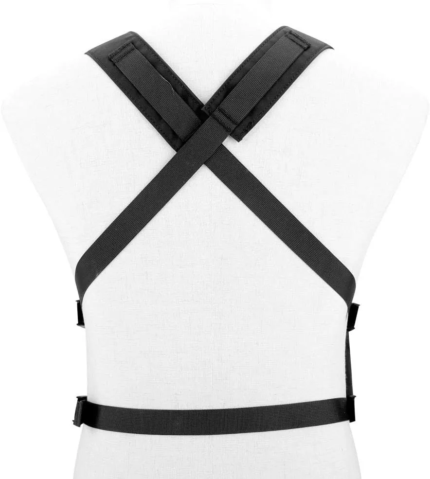 Tactical Chest Vest Rig Adjustable X Harness with 5.56 9mm Rifle Mag Pouches for Airsoft Shooting Wargame Paintball