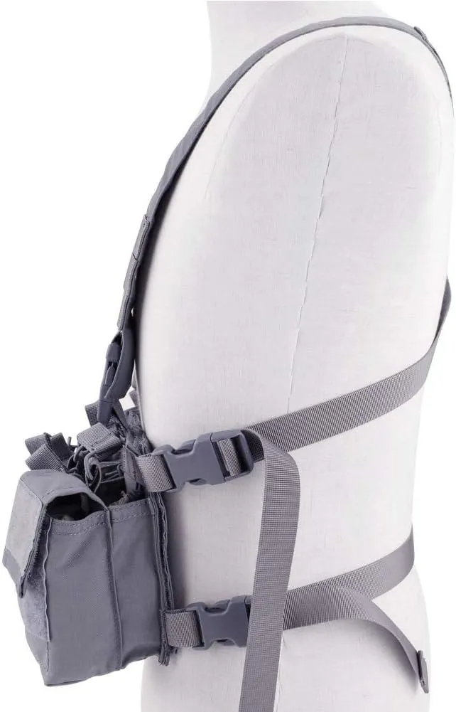Tactical Chest Vest Rig Adjustable X Harness with 5.56 9mm Rifle Mag Pouches for Airsoft Shooting Wargame Paintball