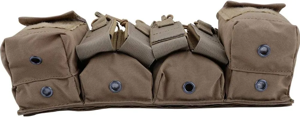 Tactical Chest Vest Rig Adjustable X Harness with 5.56 9mm Rifle Mag Pouches for Airsoft Shooting Wargame Paintball