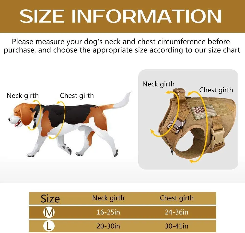 Tactical Dog Harness Vest Escape Proof Harness Military Vest No Pulling K9 Working Training Pet Vest for Medium Large Dogs(M) Army Yellow