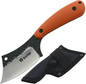 Tactical Everyday Carry Pocket Knife Fixed Blade Knife EDC for Camping, Hiking, Wilderness survival with Nylon Bag (Orange handle)