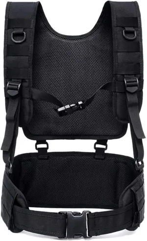 Tactical Padded Battle Belt with Detachable Suspender Straps for Patrol Army Training Outdoors Duty