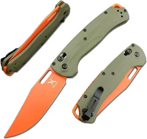 Taggedout Axis Lock Knife, Men's Pocket Folding Knives, D2 Flat Blade, G10 Green Handle, Thumb Stud, Manual Open, with Deep Carry Pocket Clip (G10)