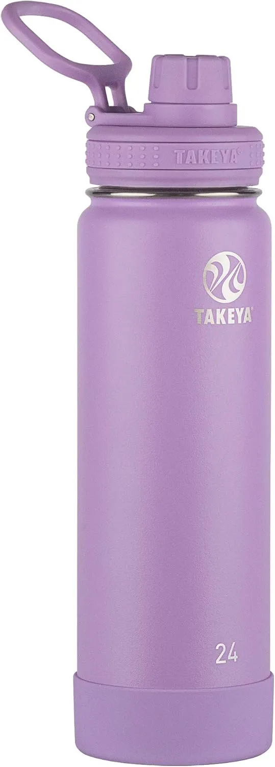 Takeya Actives Water Bottle with Spout Lid - Bottle with Double Stainless Steel Insulation - Dishwasher Safe & BPA-Free - Bottle with Spout Lid & Removable Bumper - 24 oz, Lilac